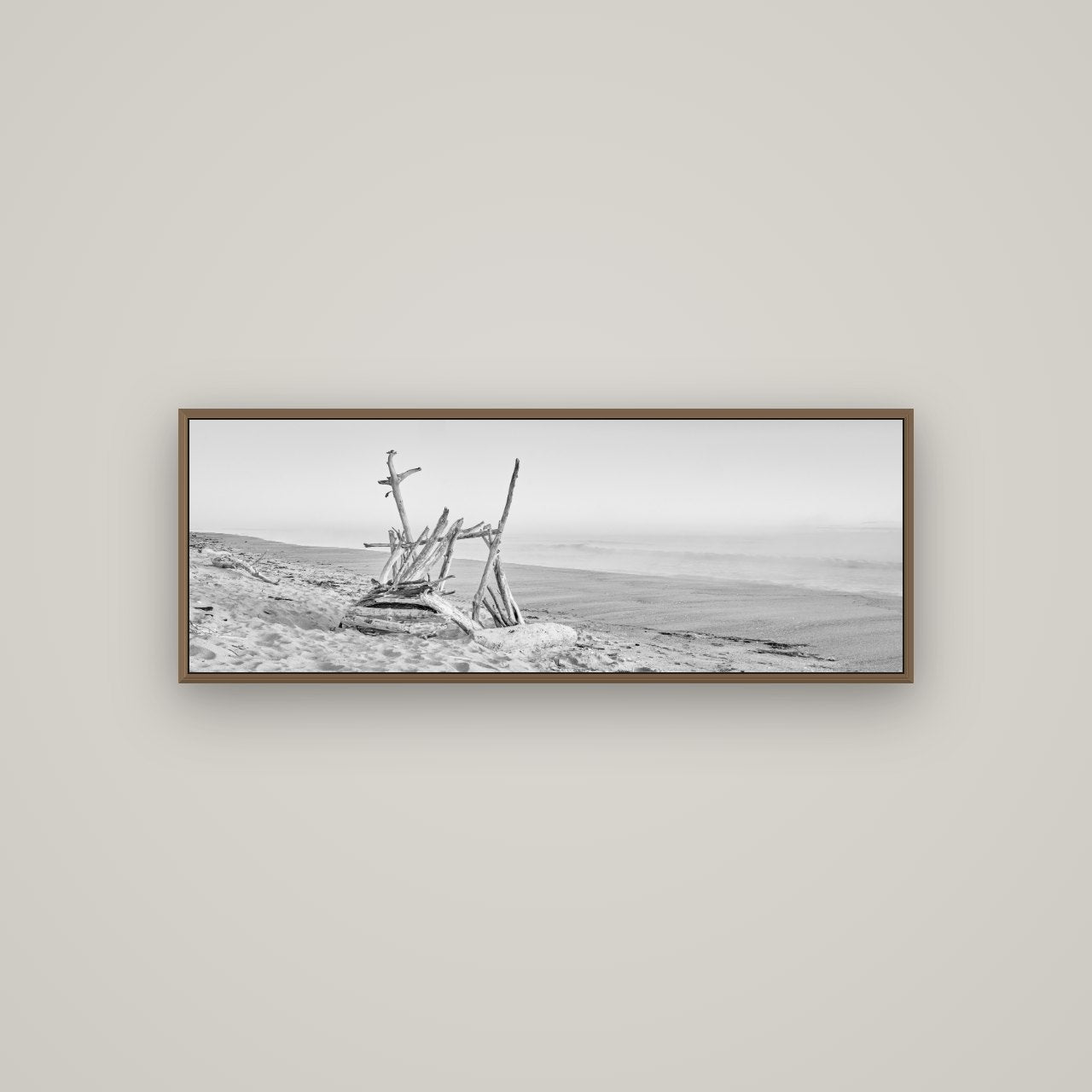Natures Architecture, Whakatāne Beach, Basel Walnut, 113×40 cm. New Zealand fine art wall art by Stephen Milner.