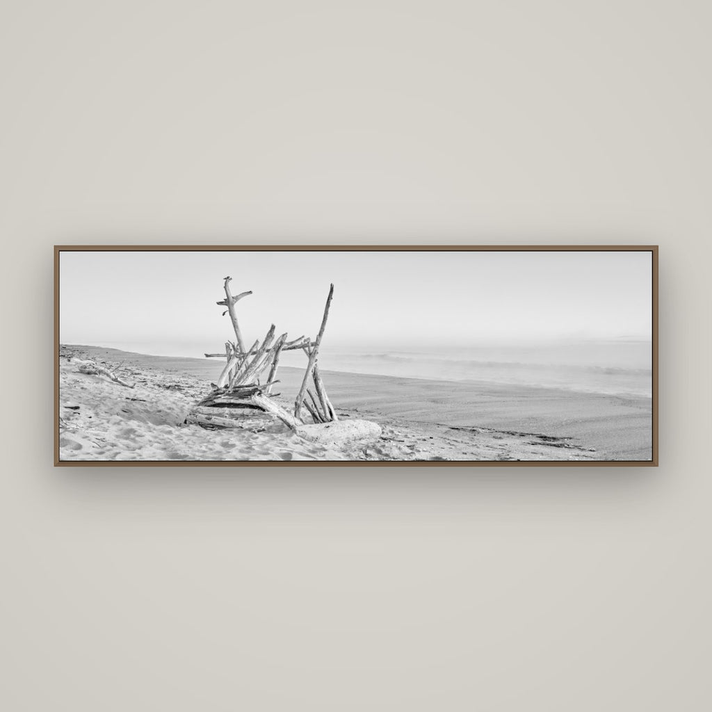 Natures Architecture, Whakatāne Beach, Basel Walnut, 170×60 cm. New Zealand fine art wall art by Stephen Milner.