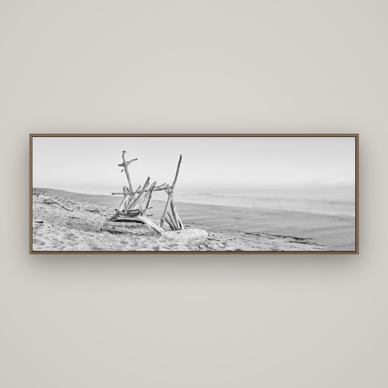 Natures Architecture, Whakatāne Beach, Basel Walnut, 170×60 cm. New Zealand fine art wall art by Stephen Milner.