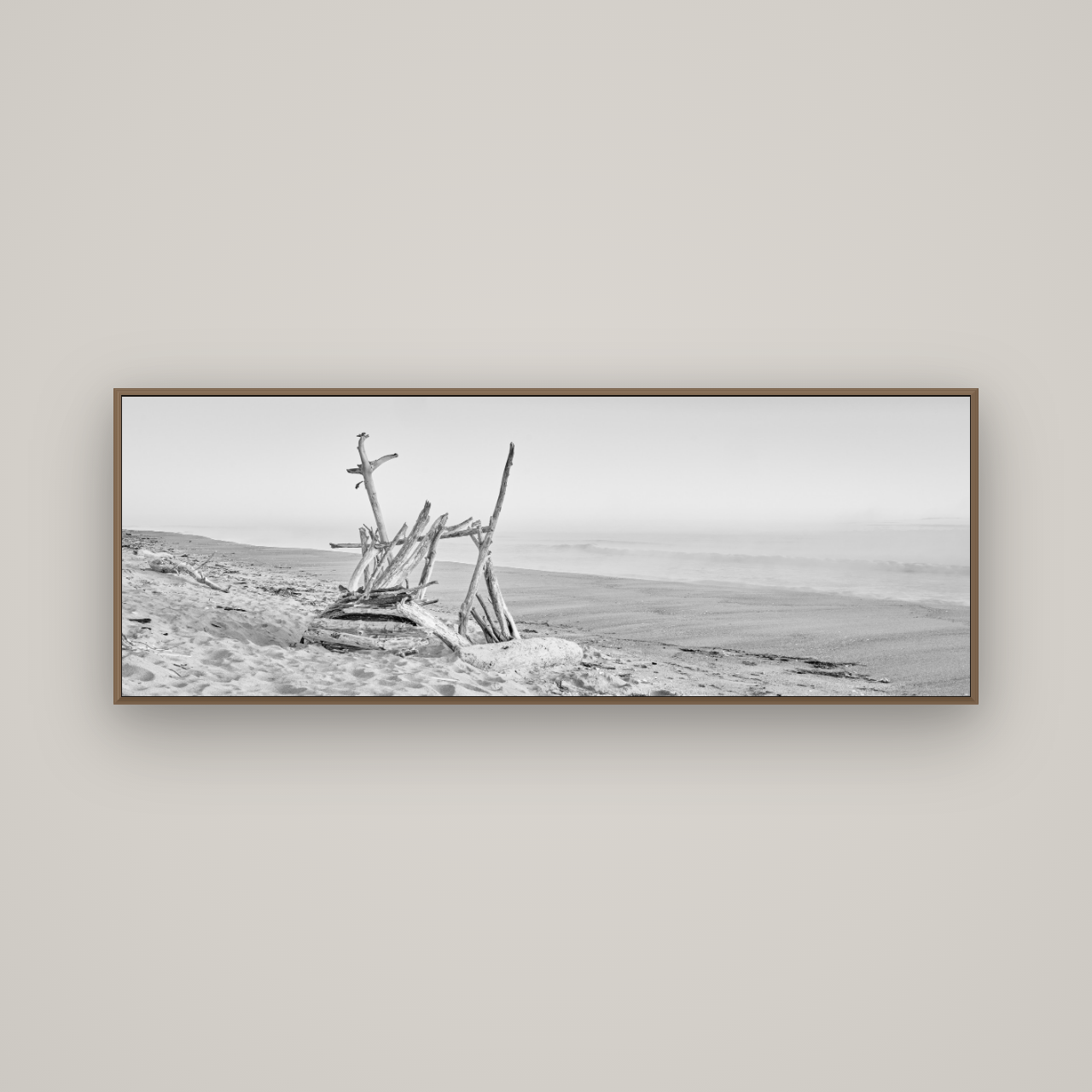 Natures Architecture, Whakatāne Beach, Basel Walnut, 170×60 cm. New Zealand fine art wall art by Stephen Milner.