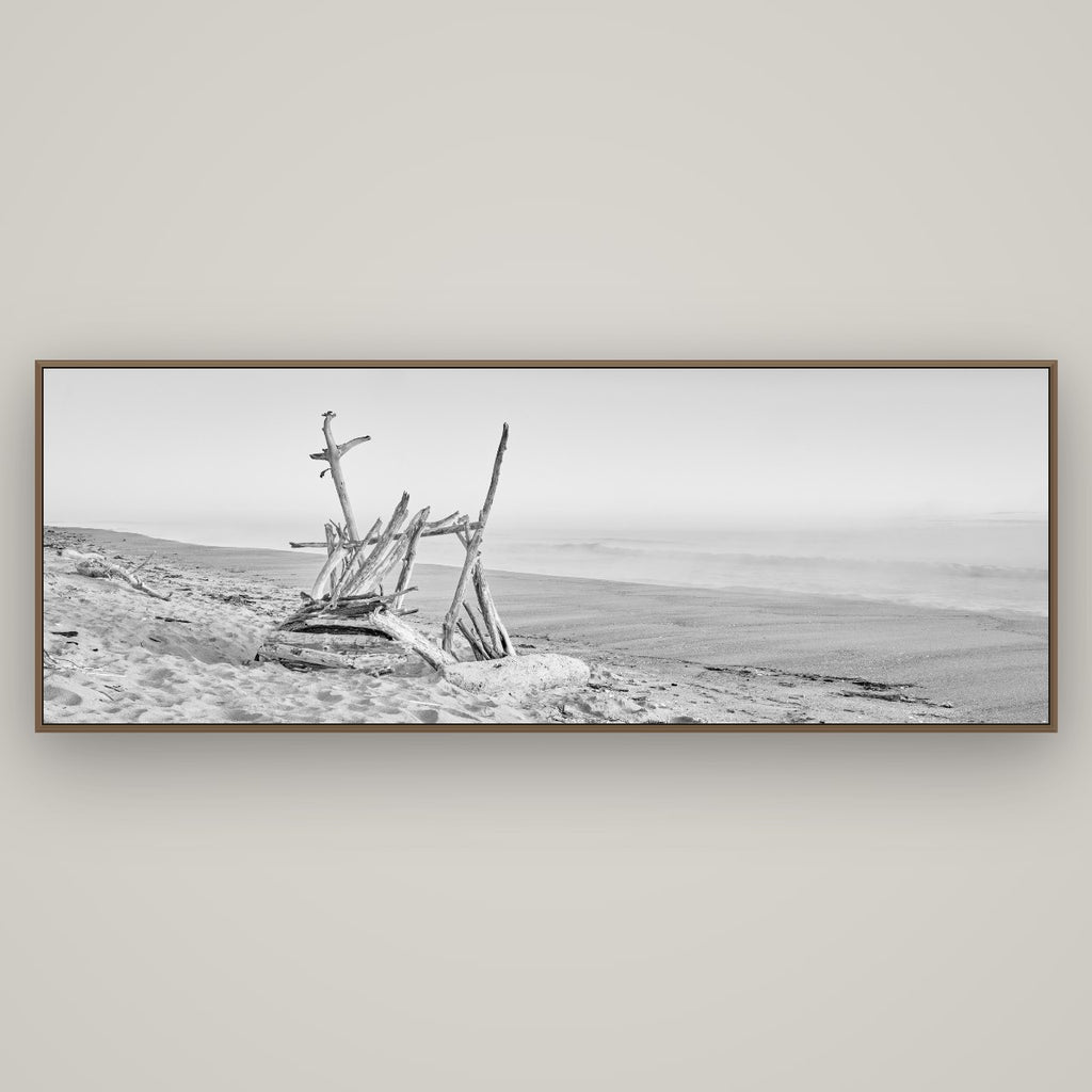 Natures Architecture, Whakatāne Beach, Basel Walnut, 198×70 cm. New Zealand fine art wall art by Stephen Milner.