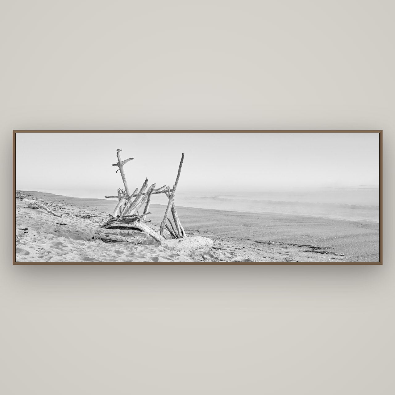 Natures Architecture, Whakatāne Beach, Basel Walnut, 198×70 cm. New Zealand fine art wall art by Stephen Milner.