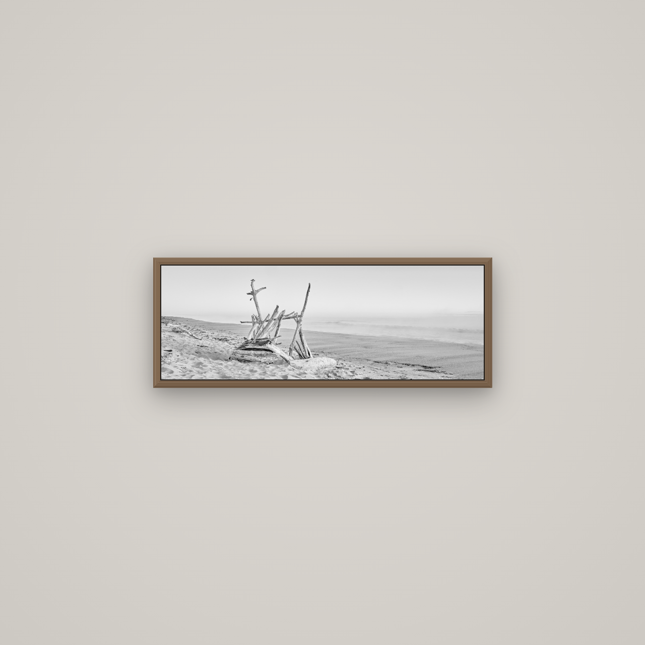 Natures Architecture, Whakatāne Beach, Basel Walnut, 68×24 cm. New Zealand fine art wall art by Stephen Milner.