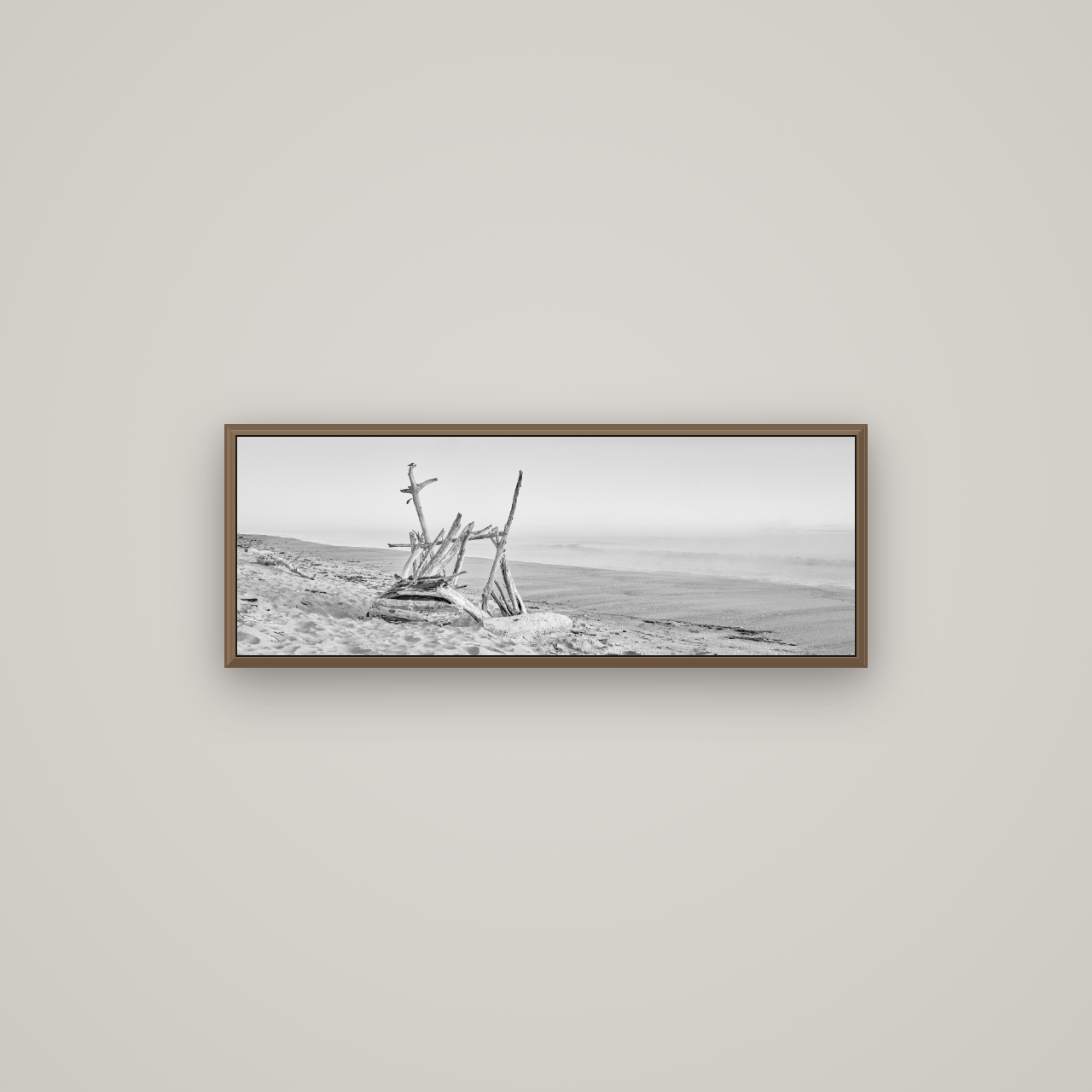 Natures Architecture, Whakatāne Beach, Basel Walnut, 85×30 cm. New Zealand fine art wall art by Stephen Milner.