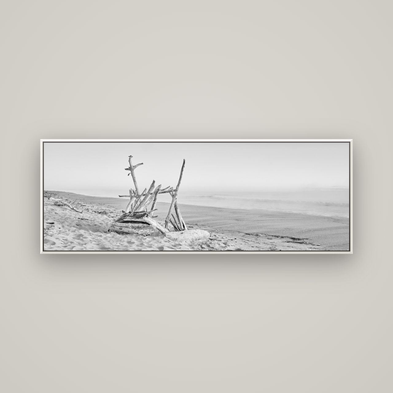 Natures Architecture, Whakatāne Beach — Basel White, 170×60 cm. New Zealand fine art wall art by Stephen Milner.