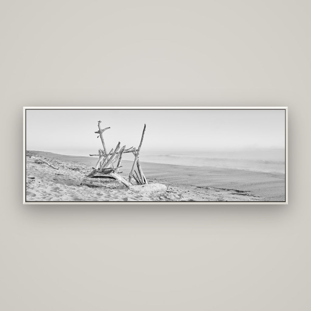 Natures Architecture, Whakatāne Beach — Basel White, 170×60 cm. New Zealand fine art wall art by Stephen Milner.