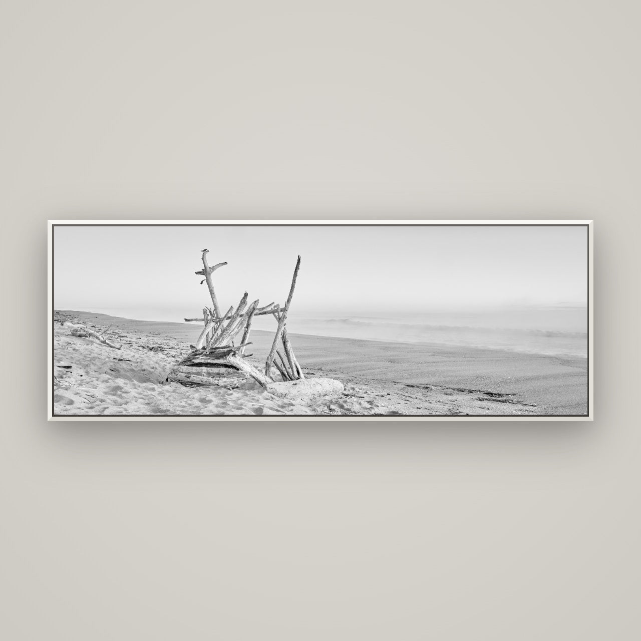 Natures Architecture, Whakatāne Beach — Basel White, 170×60 cm. New Zealand fine art wall art by Stephen Milner.