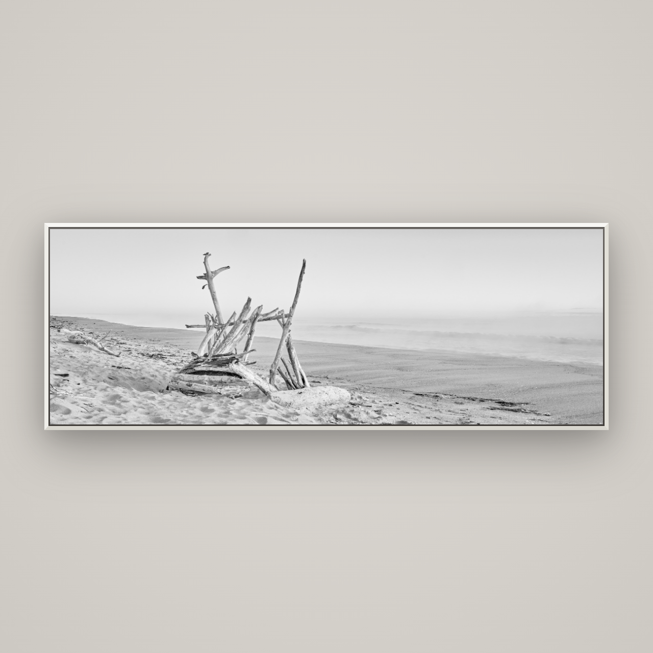 Natures Architecture, Whakatāne Beach — Basel White, 198×70 cm. New Zealand fine art wall art by Stephen Milner.