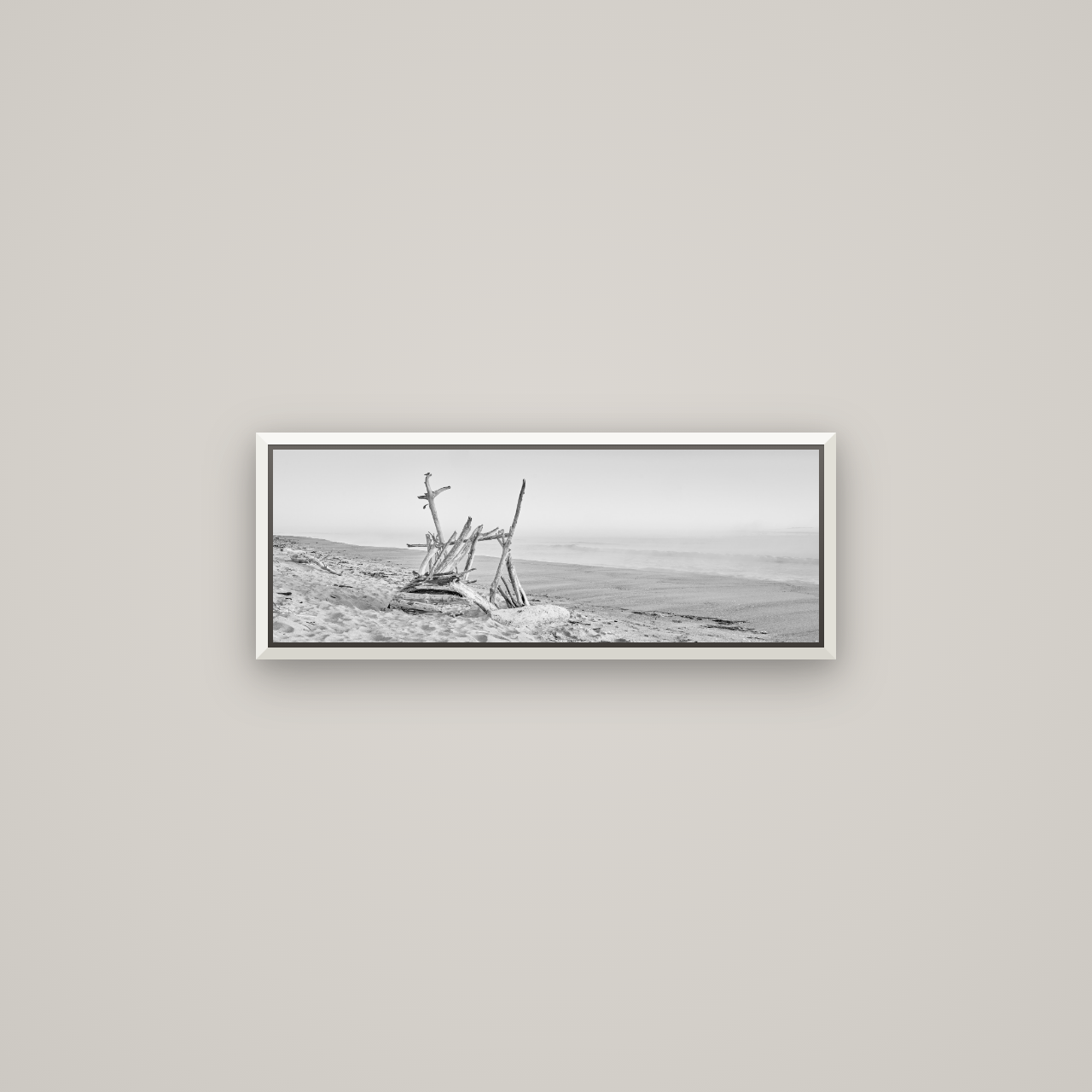 Natures Architecture, Whakatāne Beach — Basel White, 68×24 cm. New Zealand fine art wall art by Stephen Milner.