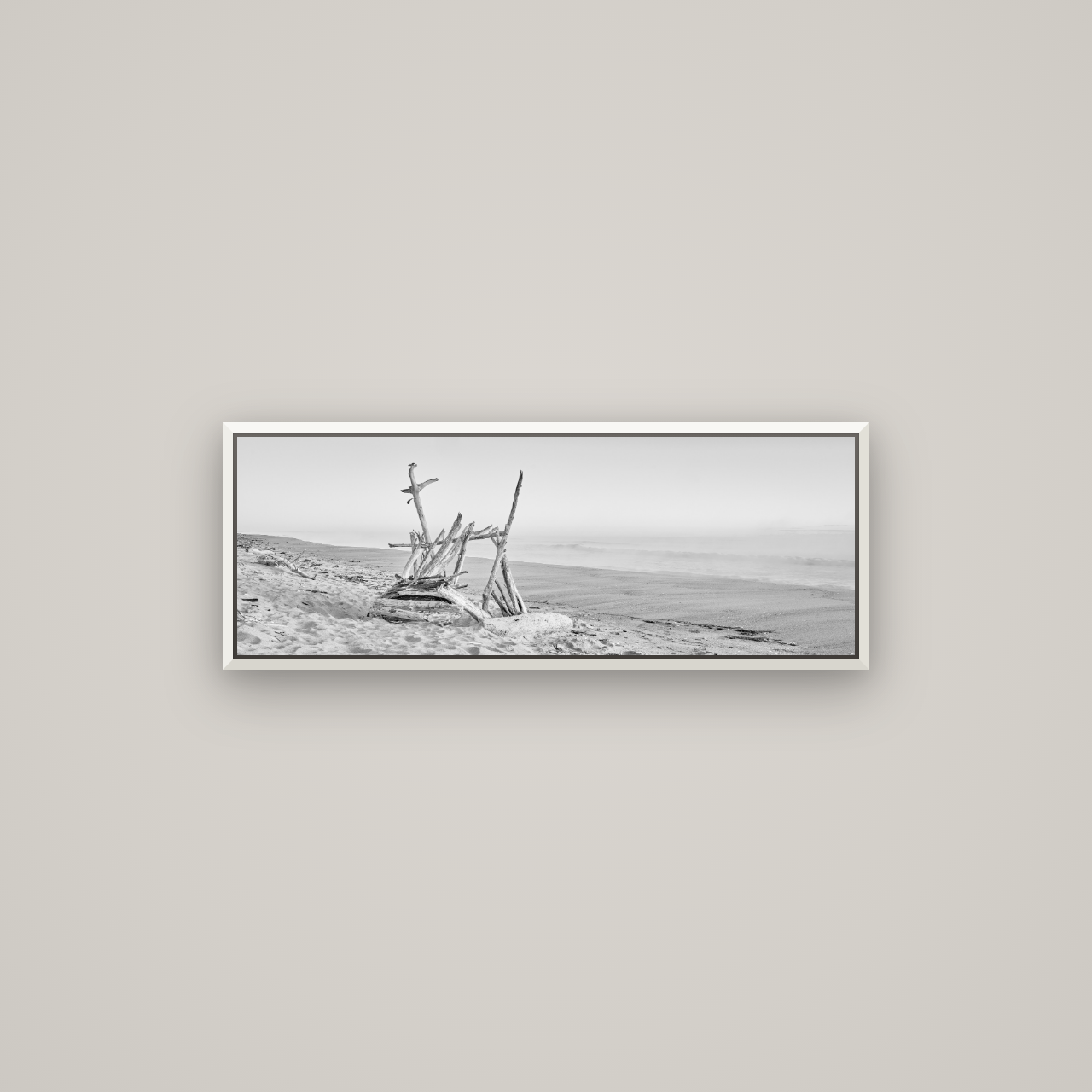 Natures Architecture, Whakatāne Beach — Basel White, 85×30 cm. New Zealand fine art wall art by Stephen Milner.
