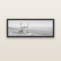 Natures Architecture, Whakatāne Beach — black float frame canvas, 152 × 56 cm. New Zealand fine art landscape wall art by Stephen Milner.