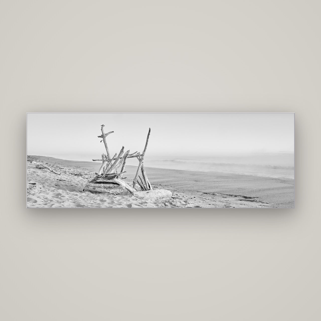 Natures Architecture, Whakatāne Beach — Slimline Silver, 170×60 cm. New Zealand fine art wall art by Stephen Milner.