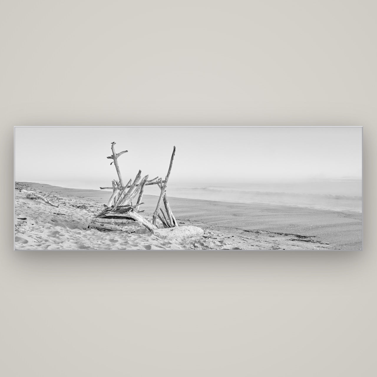 Natures Architecture, Whakatāne Beach — Slimline Silver, 198×70 cm. New Zealand fine art wall art by Stephen Milner.
