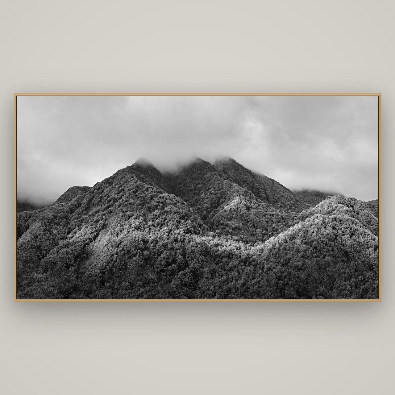 Nature's Embrace, Haast pass, Basel Natural Oak, 196×110 cm. New Zealand fine art wall art by Stephen Milner.