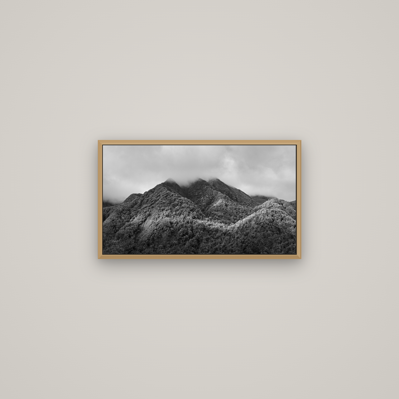 Nature's Embrace, Haast pass, Basel Natural Oak, 64×36 cm. New Zealand fine art wall art by Stephen Milner.