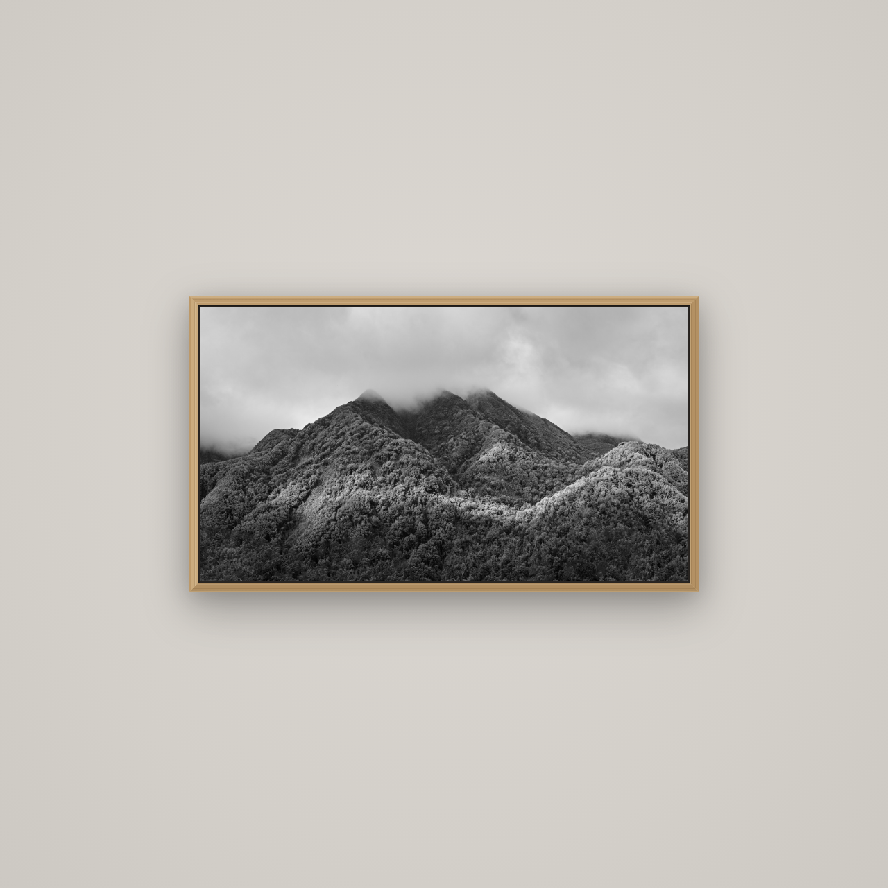Nature's Embrace, Haast pass, Basel Natural Oak, 80×45 cm. New Zealand fine art wall art by Stephen Milner.
