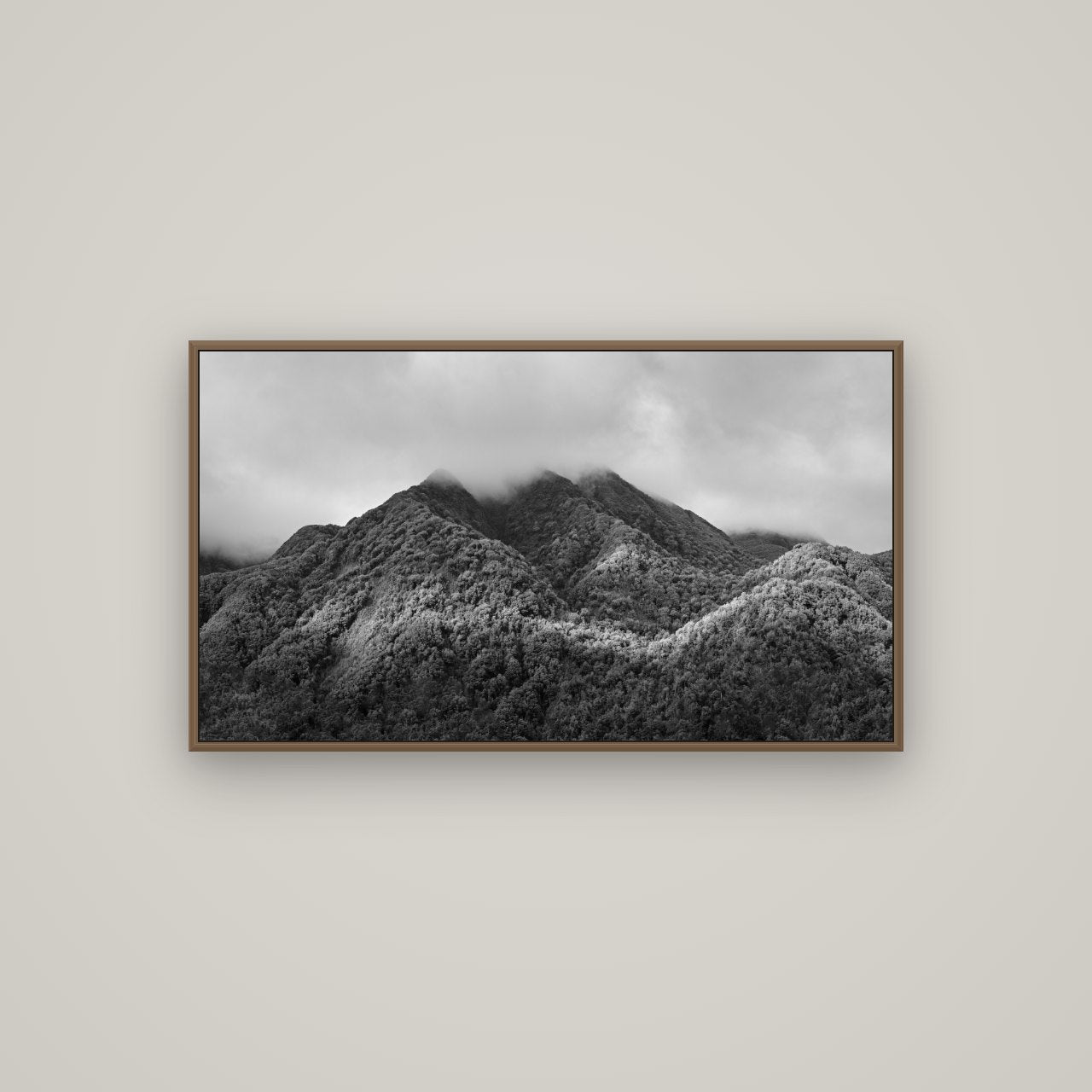 Nature's Embrace, Haast pass, Basel Walnut, 107×60 cm. New Zealand fine art wall art by Stephen Milner.