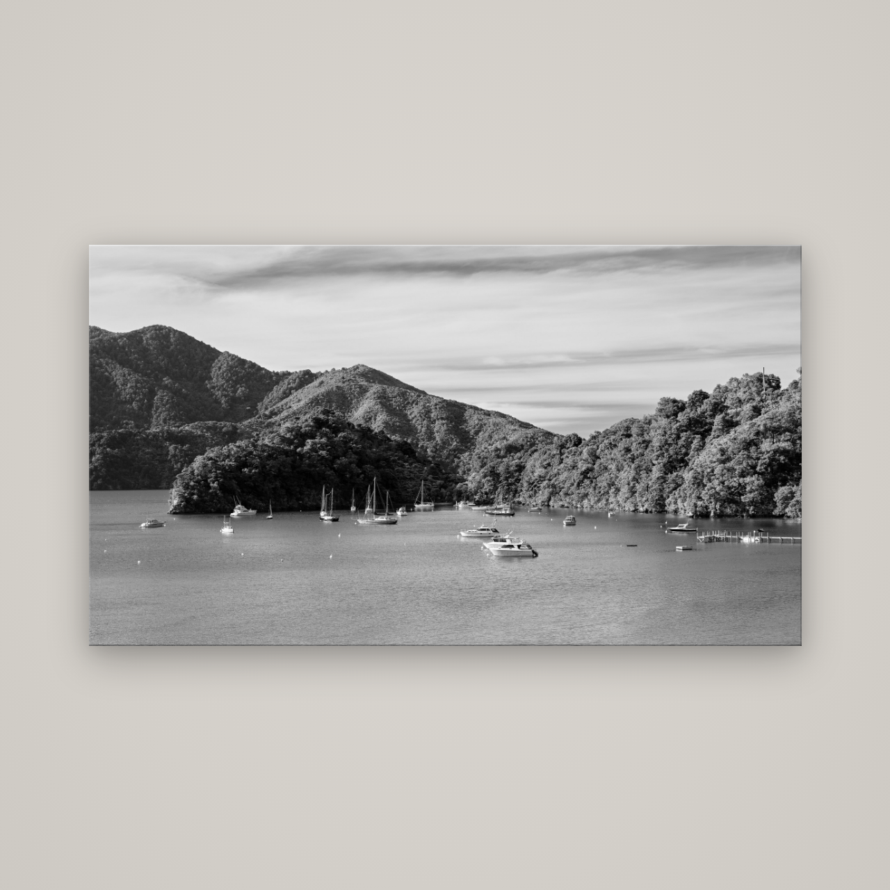 Nature's Harbour, Marlborough Sound — No frame, 160×90 cm. New Zealand fine art wall art by Stephen Milner.