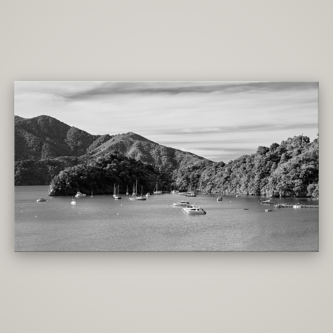 Nature's Harbour, Marlborough Sound — No frame, 196×110 cm. New Zealand fine art wall art by Stephen Milner.
