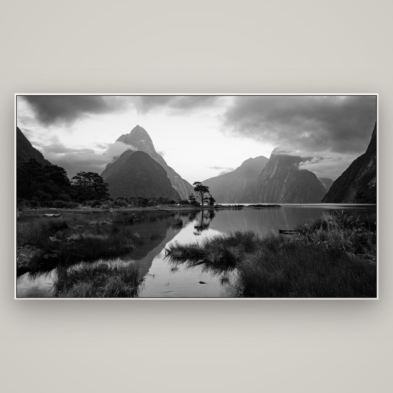 Nature's Masterpiece, Milford Sound — ArtBox White, 196×110 cm. New Zealand fine art wall art by Stephen Milner.