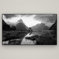 Nature's Masterpiece, Milford Sound — Basel Black, 196×110 cm. New Zealand fine art wall art by Stephen Milner.