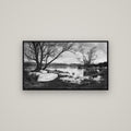 Nature's Window, Sunrise at Lake Alexandrina — Basel Black, 107×60 cm. New Zealand fine art wall art by Stephen Milner.