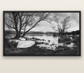 Nature's Window, Sunrise at Lake Alexandrina — black float frame canvas, 200 × 130 cm. New Zealand fine art landscape wall art by Stephen Milner.