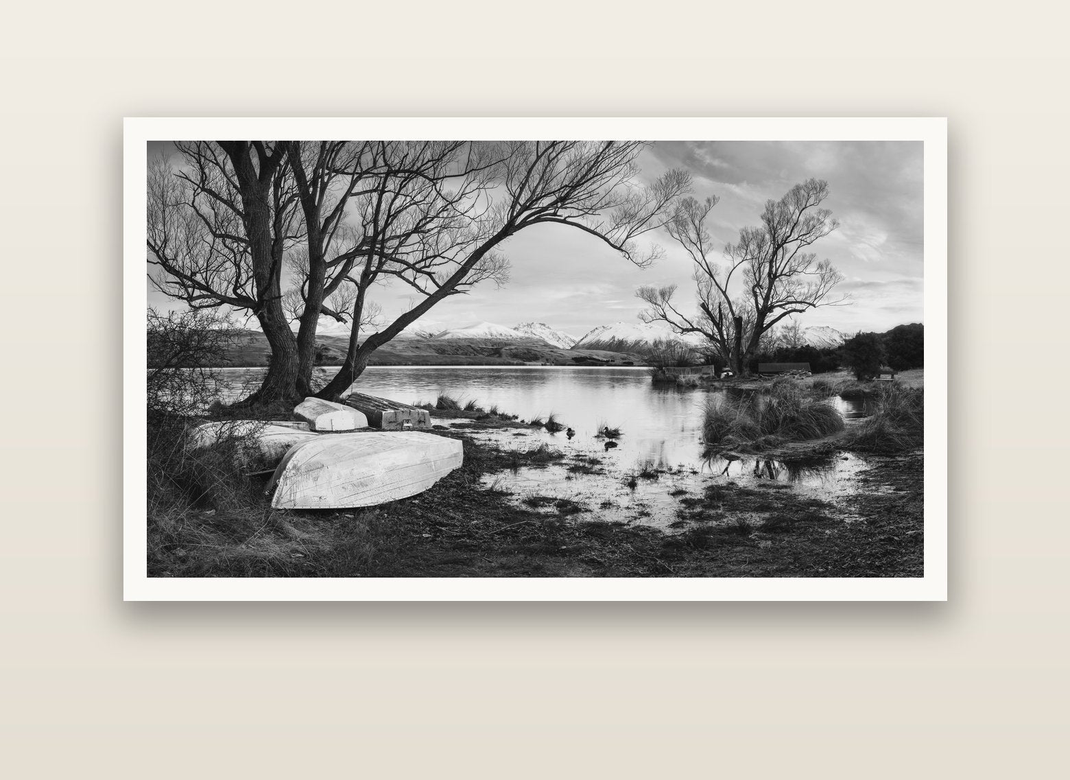 Nature's Window, Sunrise at Lake Alexandrina — Hahnemühle fine art print, 150 × 75 cm. New Zealand fine art landscape photography by Stephen Milner.