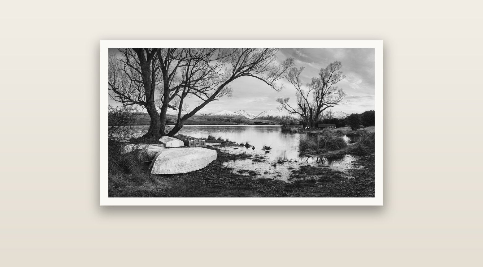 Nature's Window, Sunrise at Lake Alexandrina — Hahnemühle fine art print, 91 × 51 cm. New Zealand fine art landscape photography by Stephen Milner.