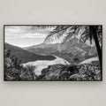 Nature's Window to Devils Staircase, Marlborough Sounds — Basel Black, 196×110 cm. New Zealand fine art wall art by Stephen Milner.