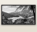 Nature's Window to Devils Staircase, Marlborough Sounds — black float frame canvas, 200 × 130 cm. New Zealand fine art landscape wall art by Stephen Milner.