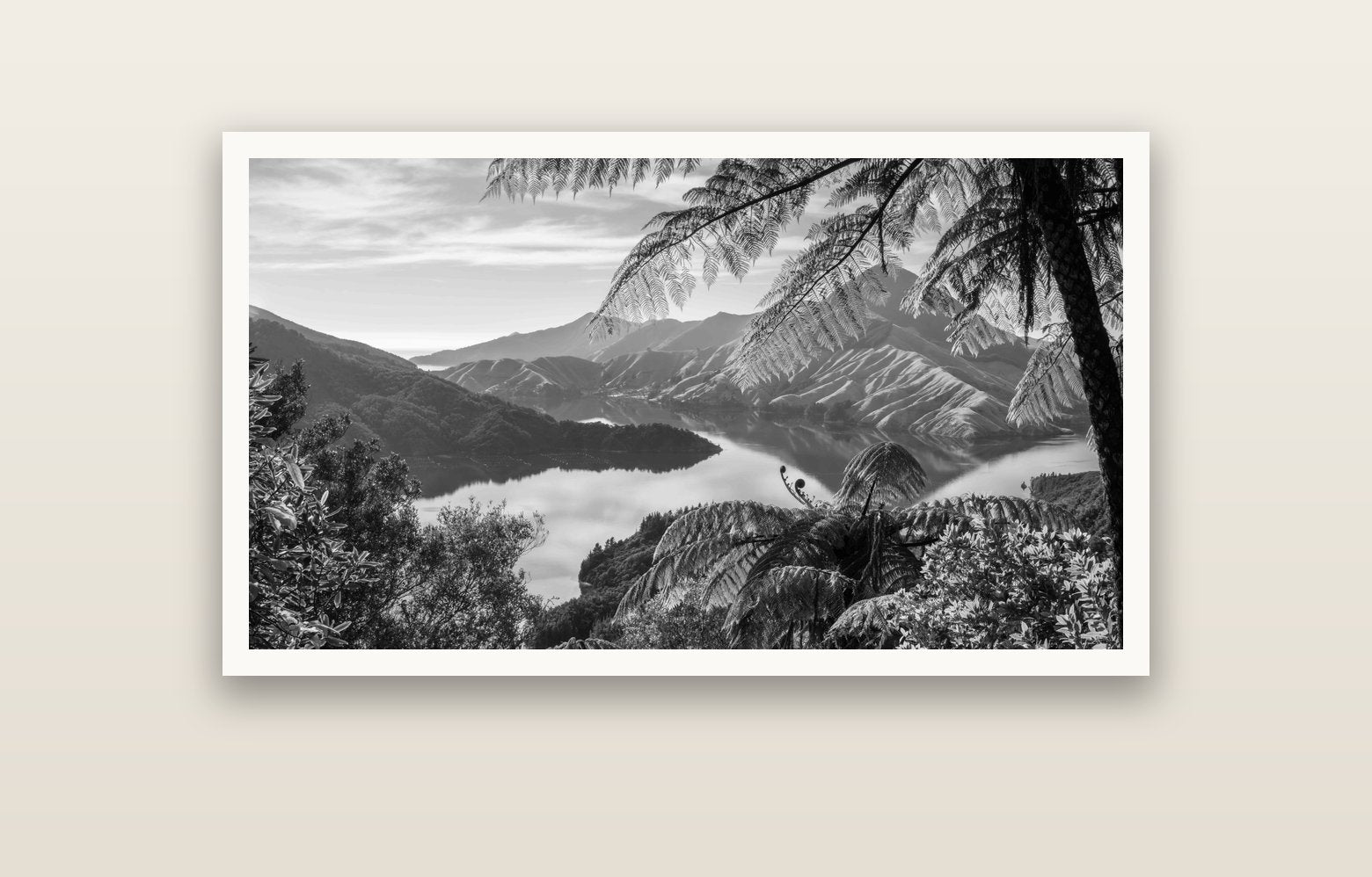 Nature's Window to Devils Staircase, Marlborough Sounds — Hahnemühle fine art print, 120 × 70 cm. New Zealand fine art landscape photography by Stephen Milner.