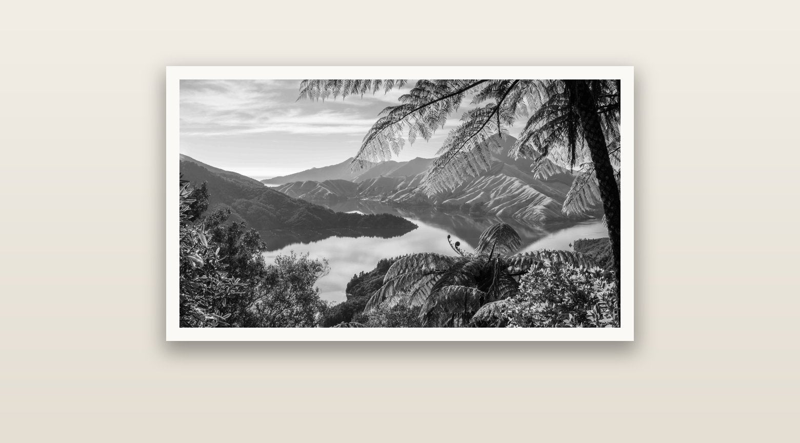 Nature's Window to Devils Staircase, Marlborough Sounds — Hahnemühle fine art print, 91 × 51 cm. New Zealand fine art landscape photography by Stephen Milner.