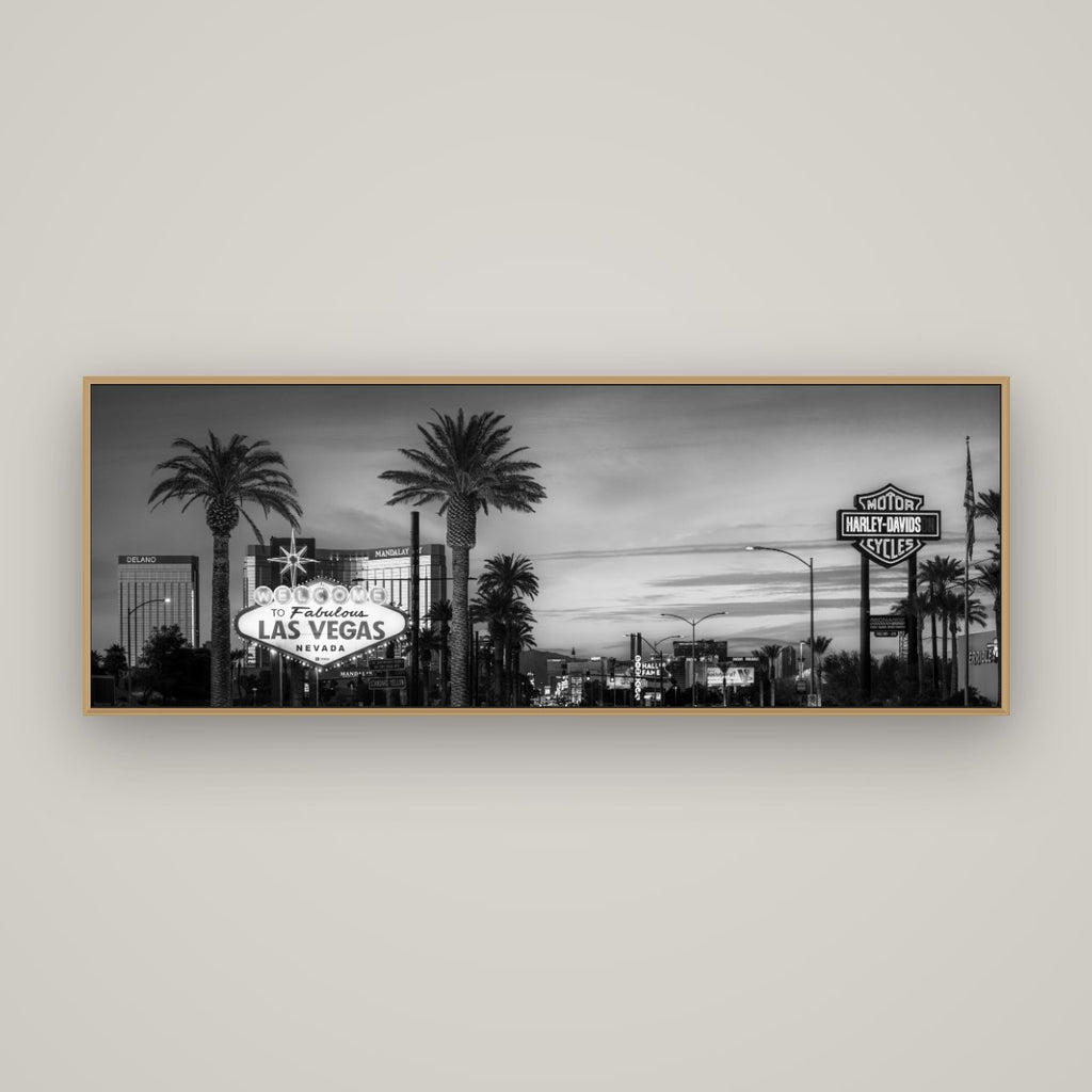 Neon Mirage, Sunset Dreams of Las Vegas, Basel Natural Oak, 170×60 cm. New Zealand fine art wall art by Stephen Milner.