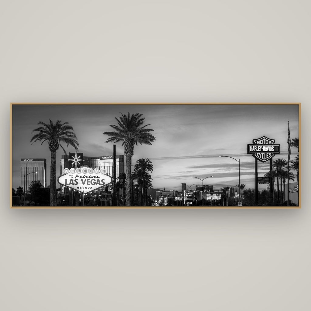 Neon Mirage, Sunset Dreams of Las Vegas, Basel Natural Oak, 198×70 cm. New Zealand fine art wall art by Stephen Milner.