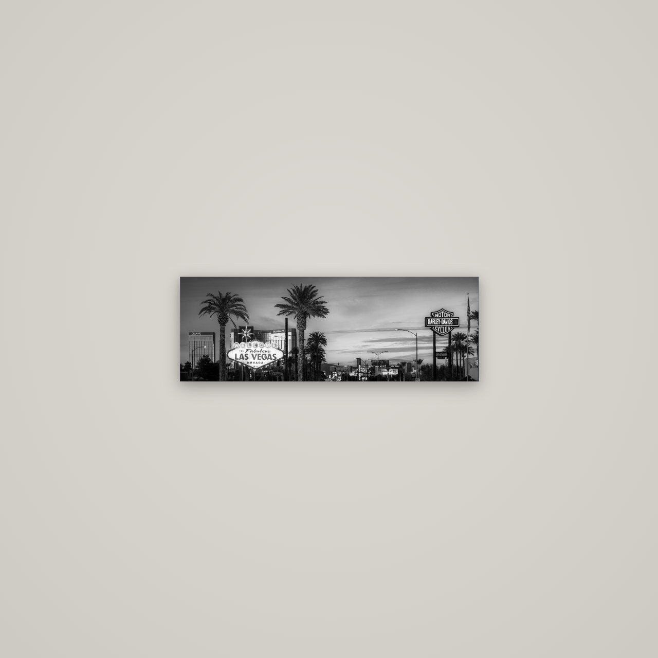 Neon Mirage, Sunset Dreams of Las Vegas — No frame, 57×20 cm. New Zealand fine art wall art by Stephen Milner.