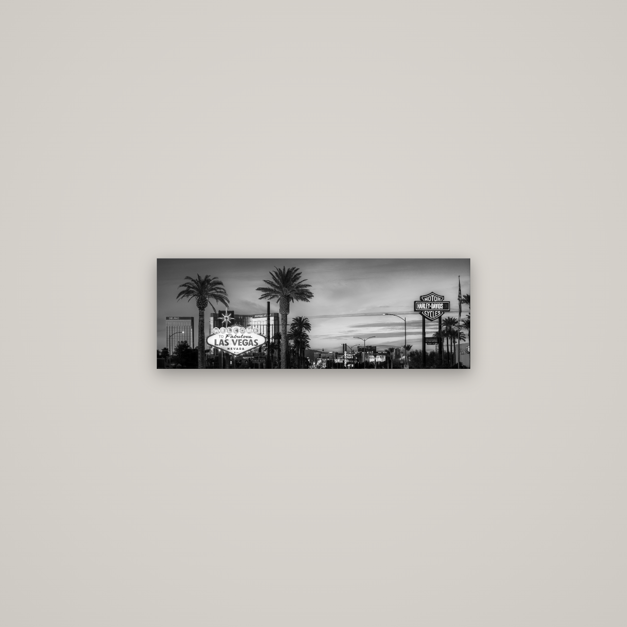 Neon Mirage, Sunset Dreams of Las Vegas — No frame, 68×24 cm. New Zealand fine art wall art by Stephen Milner.
