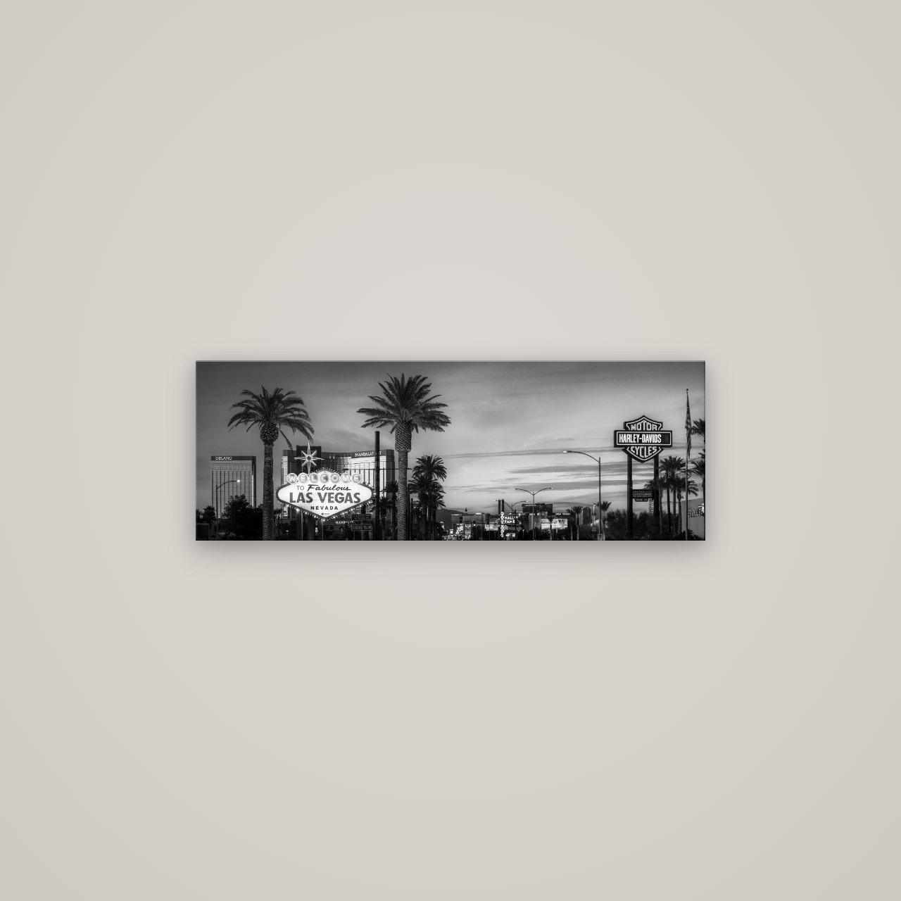 Neon Mirage, Sunset Dreams of Las Vegas — No frame, 85×30 cm. New Zealand fine art wall art by Stephen Milner.