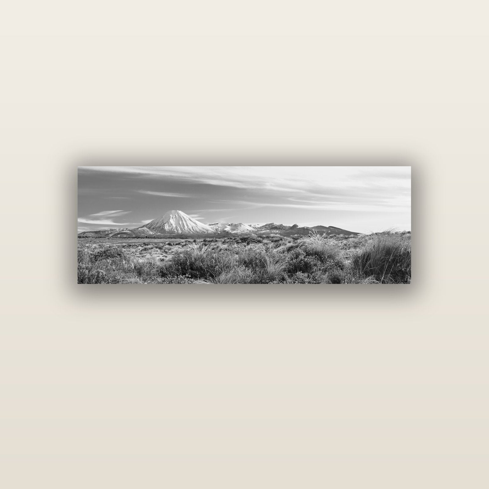 Ngauruhoe Cone, Tongariro National Park — acrylic glass print, 122 × 41 cm. New Zealand fine art landscape wall art by Stephen Milner.