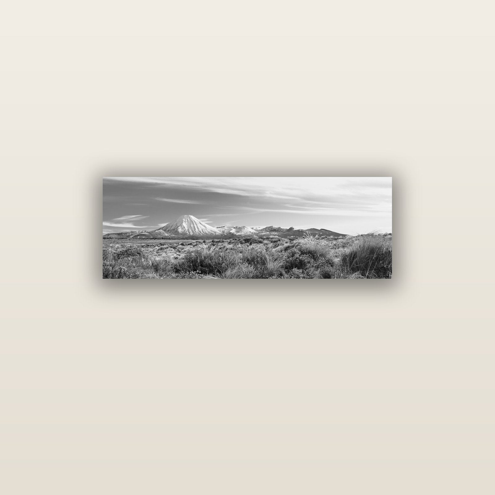 Ngauruhoe Cone, Tongariro National Park — acrylic glass print, 91 × 30 cm. New Zealand fine art landscape wall art by Stephen Milner.