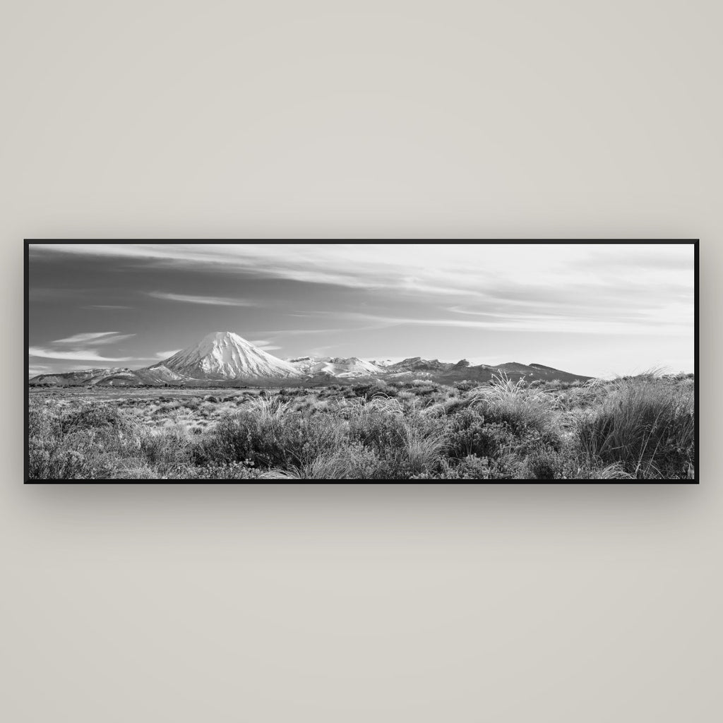 Ngauruhoe Cone, Tongariro National Park — Basel Black Matte, 198×70 cm. New Zealand fine art wall art by Stephen Milner.