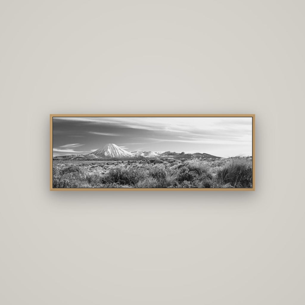 Ngauruhoe Cone, Tongariro National Park, Basel Natural Oak, 113×40 cm. New Zealand fine art wall art by Stephen Milner.