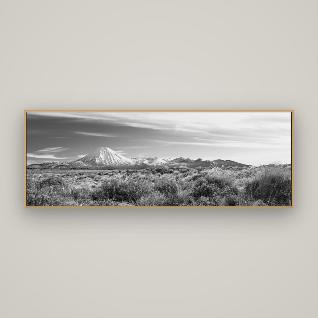 Ngauruhoe Cone, Tongariro National Park, Basel Natural Oak, 170×60 cm. New Zealand fine art wall art by Stephen Milner.