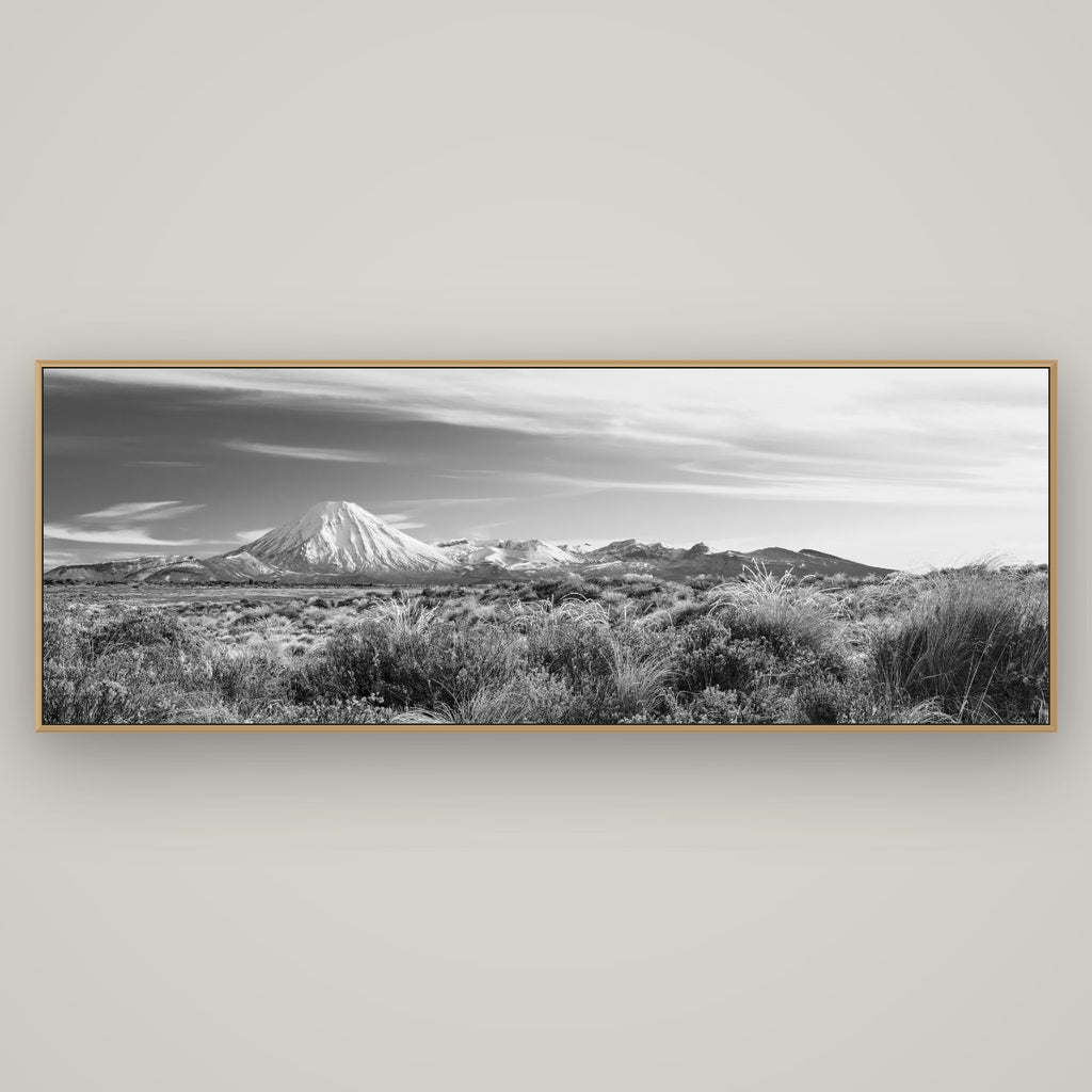 Ngauruhoe Cone, Tongariro National Park, Basel Natural Oak, 198×70 cm. New Zealand fine art wall art by Stephen Milner.