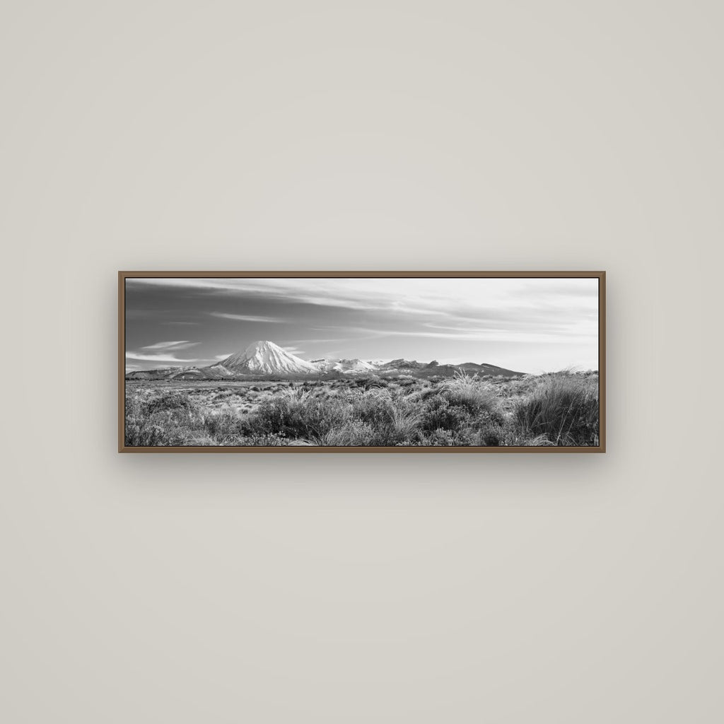Ngauruhoe Cone, Tongariro National Park, Basel Walnut, 113×40 cm. New Zealand fine art wall art by Stephen Milner.