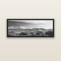 Ngauruhoe Cone, Tongariro National Park — black float frame canvas, 152 × 56 cm. New Zealand fine art landscape wall art by Stephen Milner.