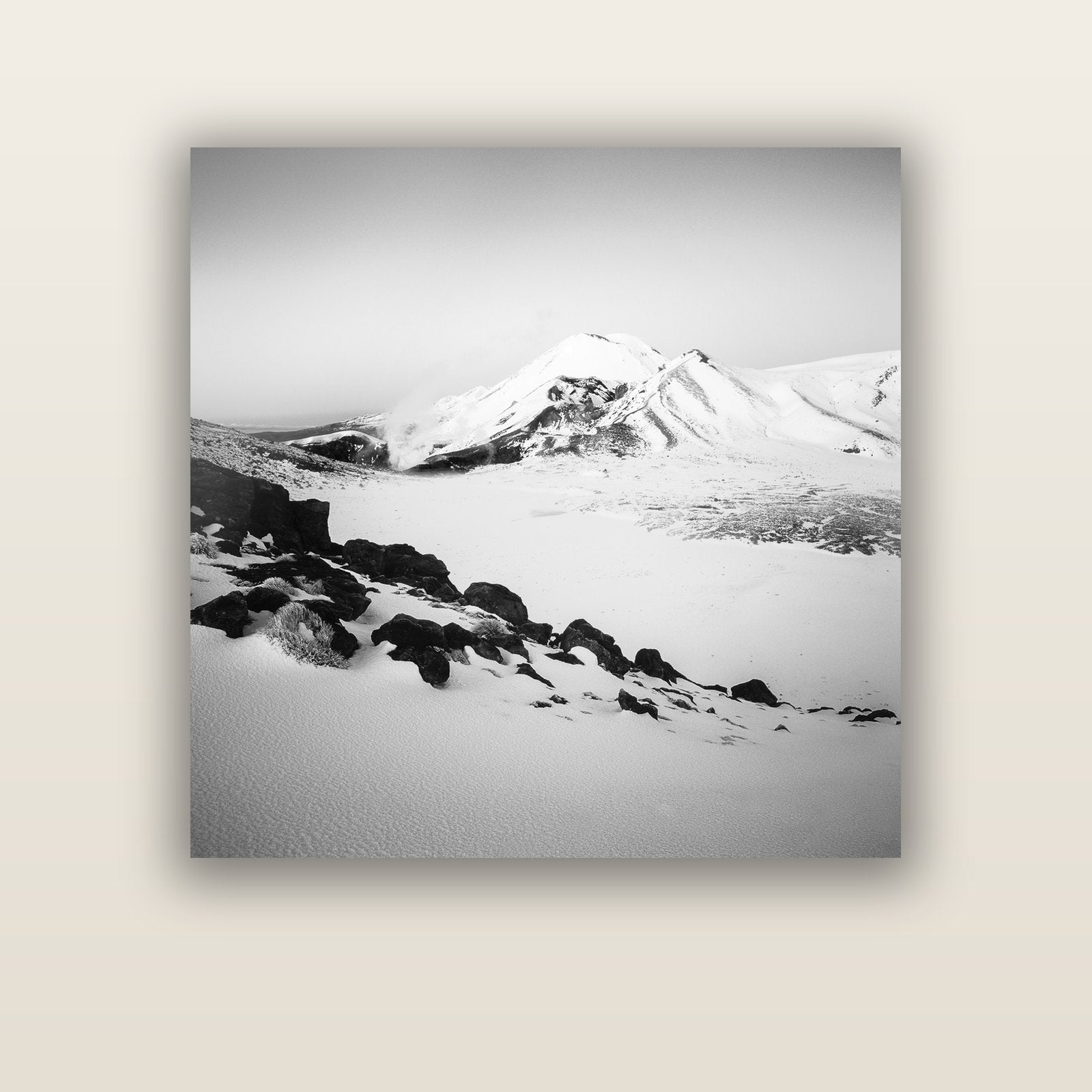 Ngauruhoe's Glow, Tongariro National Park — acrylic glass print, 112 × 112 cm. New Zealand fine art landscape wall art by Stephen Milner.