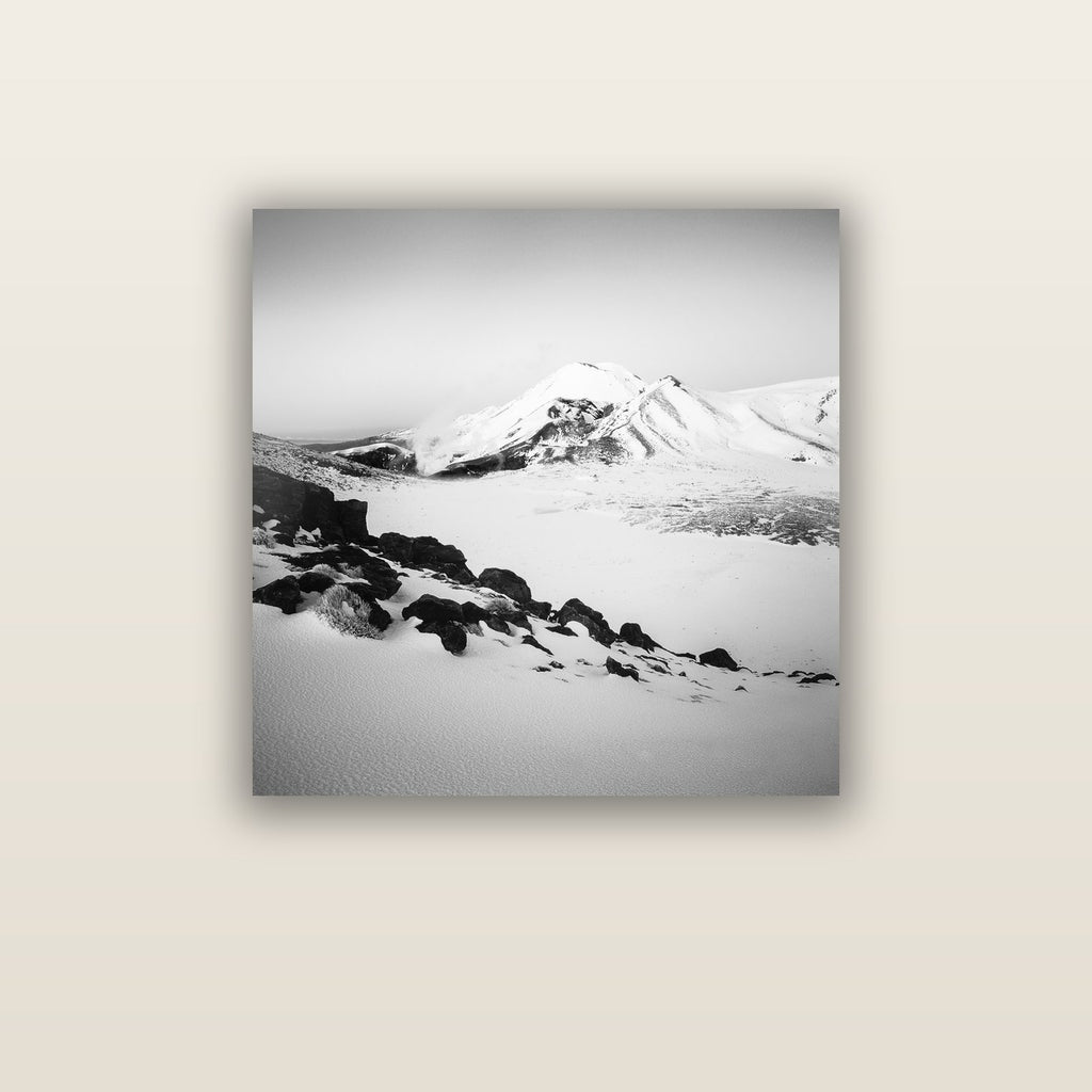 Ngauruhoe's Glow, Tongariro National Park — acrylic glass print, 76 × 76 cm. New Zealand fine art landscape wall art by Stephen Milner.