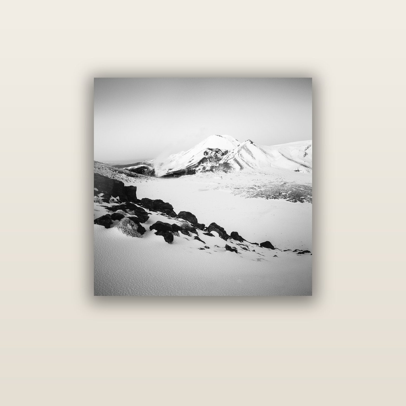 Ngauruhoe's Glow, Tongariro National Park — acrylic glass print, 76 × 76 cm. New Zealand fine art landscape wall art by Stephen Milner.