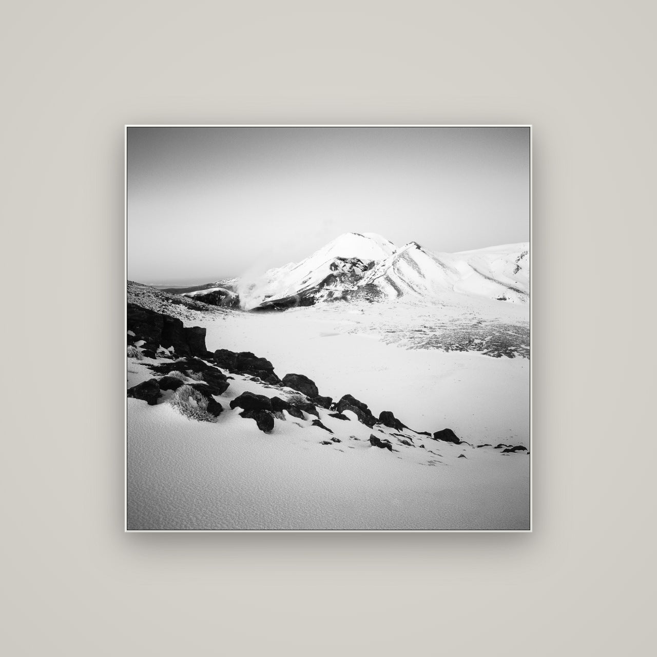Ngauruhoe's Glow, Tongariro National Park — ArtBox White, 100×100 cm. New Zealand fine art wall art by Stephen Milner.